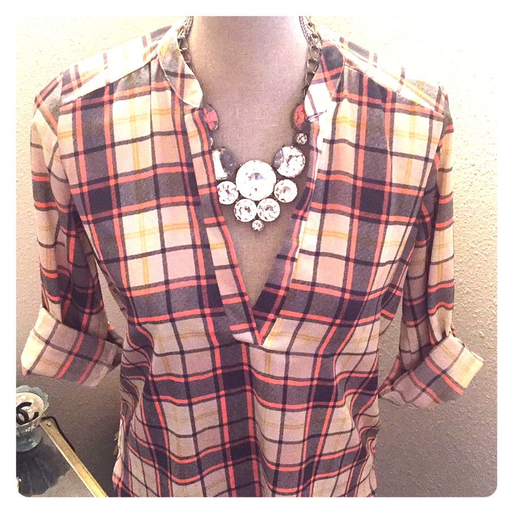 Lush- Plaid Tunic